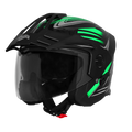 Steelbird Sbh 23 Ava Racer Black Green Half Face Helmet
