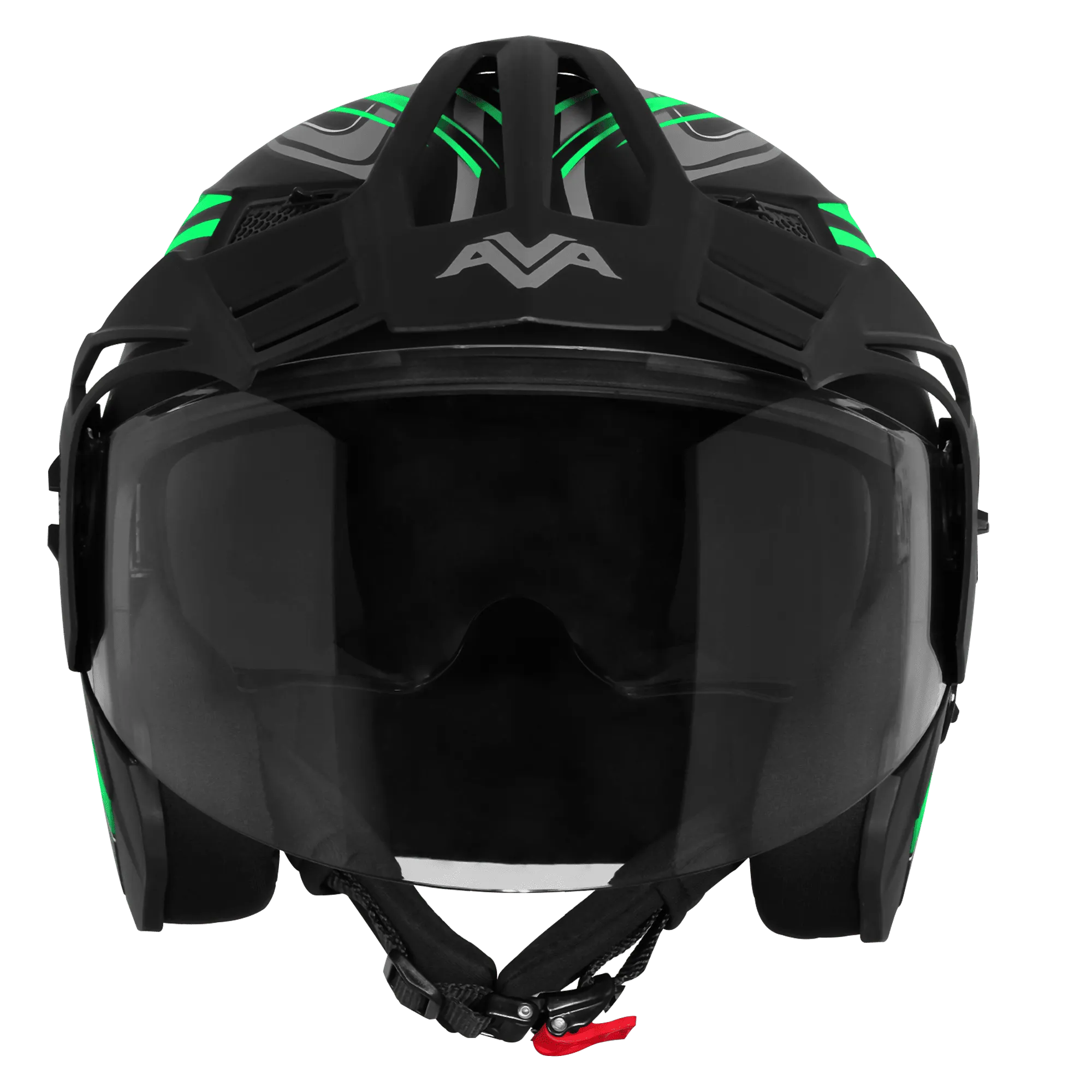 Steelbird Sbh 23 Ava Racer Black Green Half Face Helmet