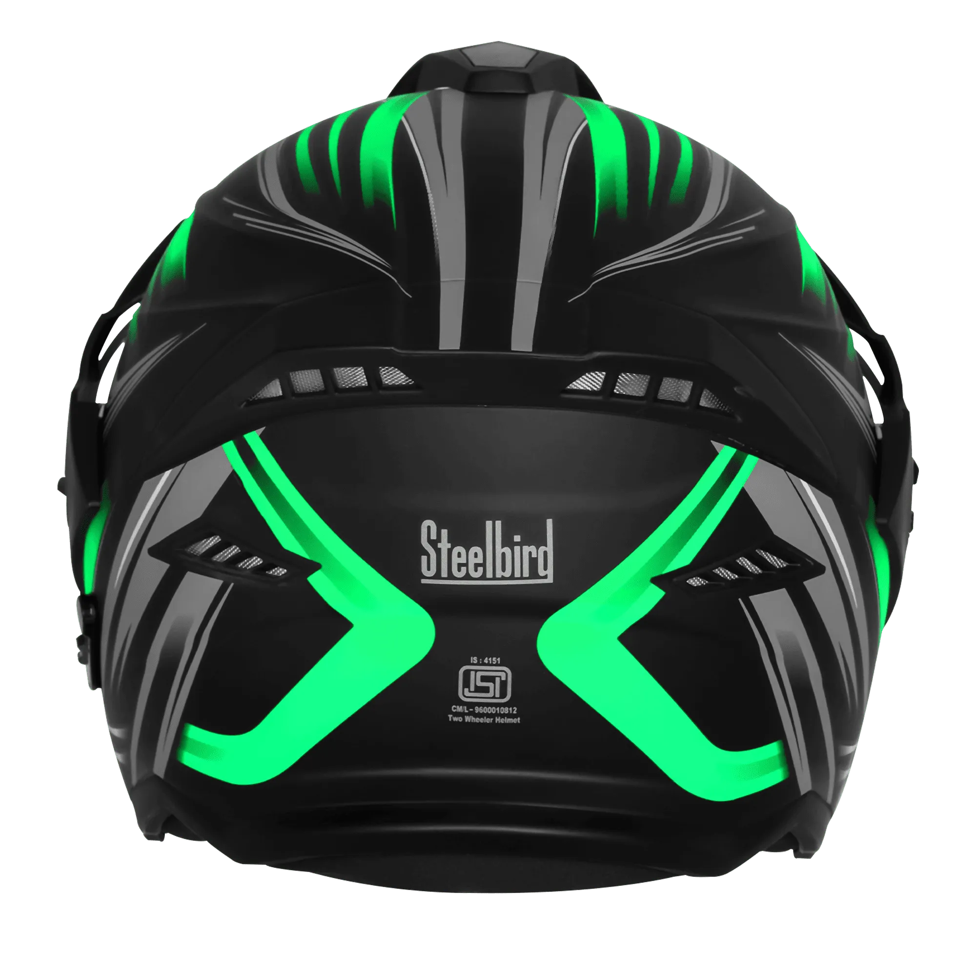 Steelbird Sbh 23 Ava Racer Black Green Half Face Helmet