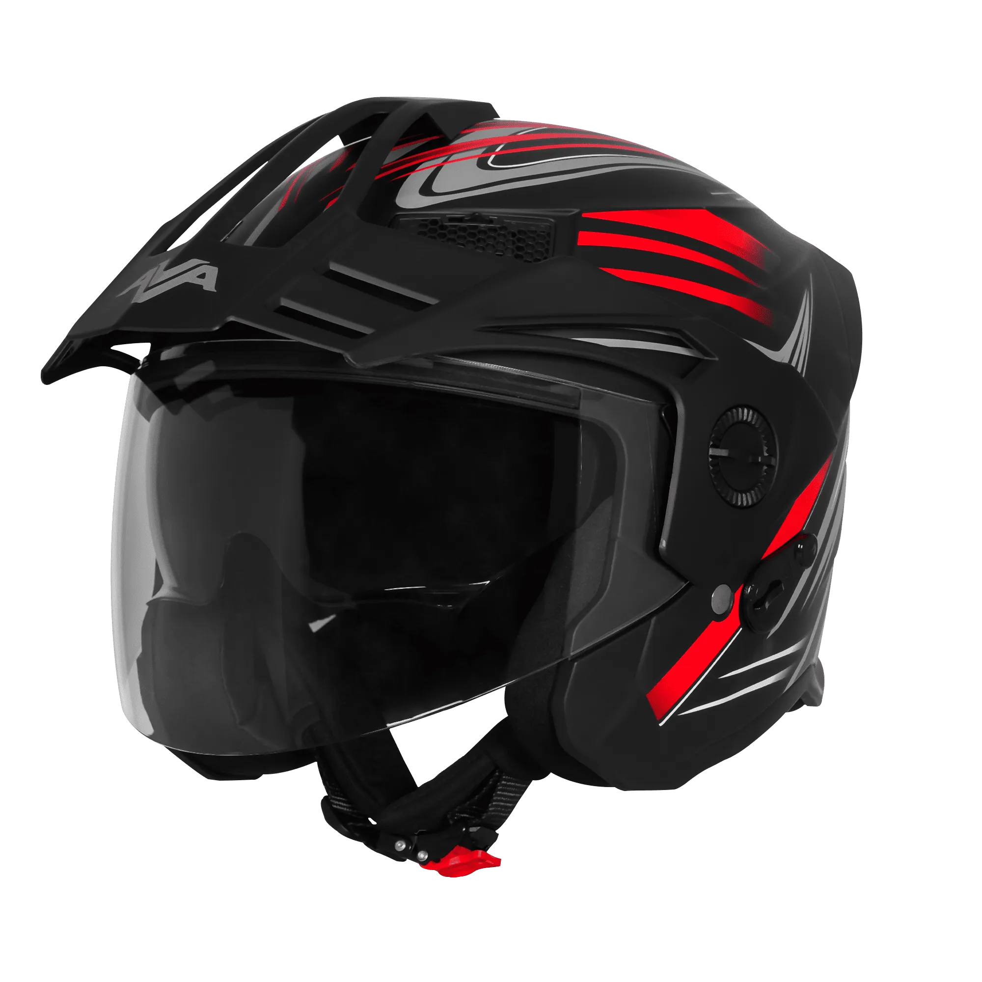 Steelbird Sbh 23 Ava Racer Black Red Half Face Helmet