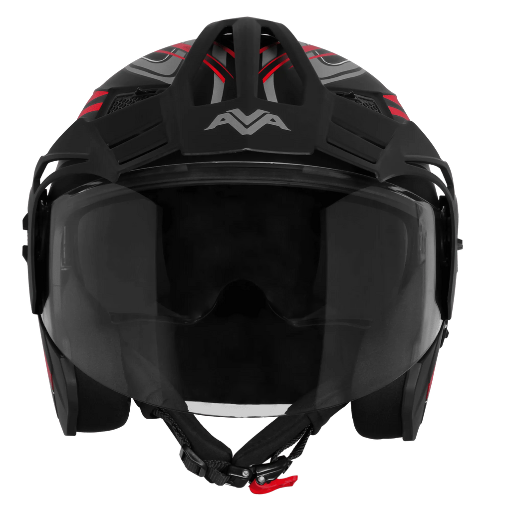 Steelbird Sbh 23 Ava Racer Black Red Half Face Helmet