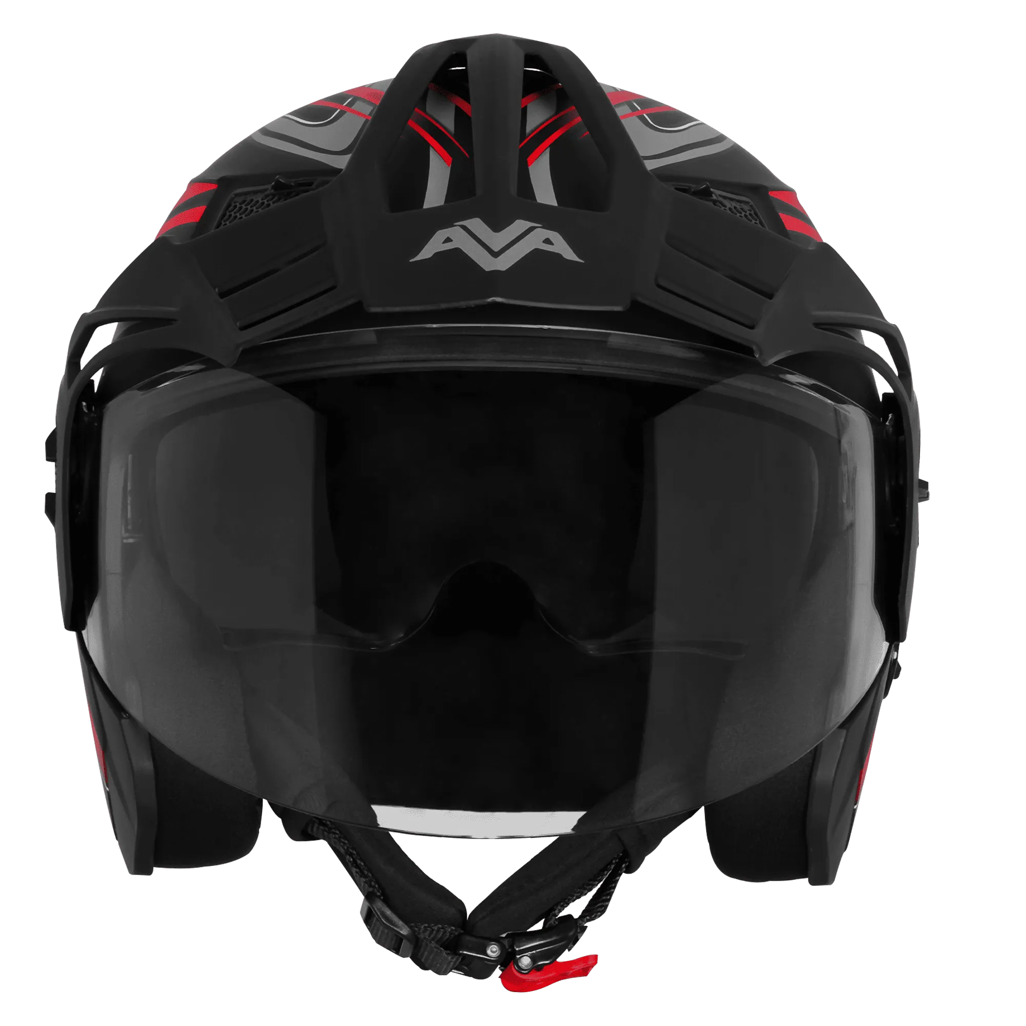 Steelbird Sbh 23 Ava Racer Black Red Half Face Helmet