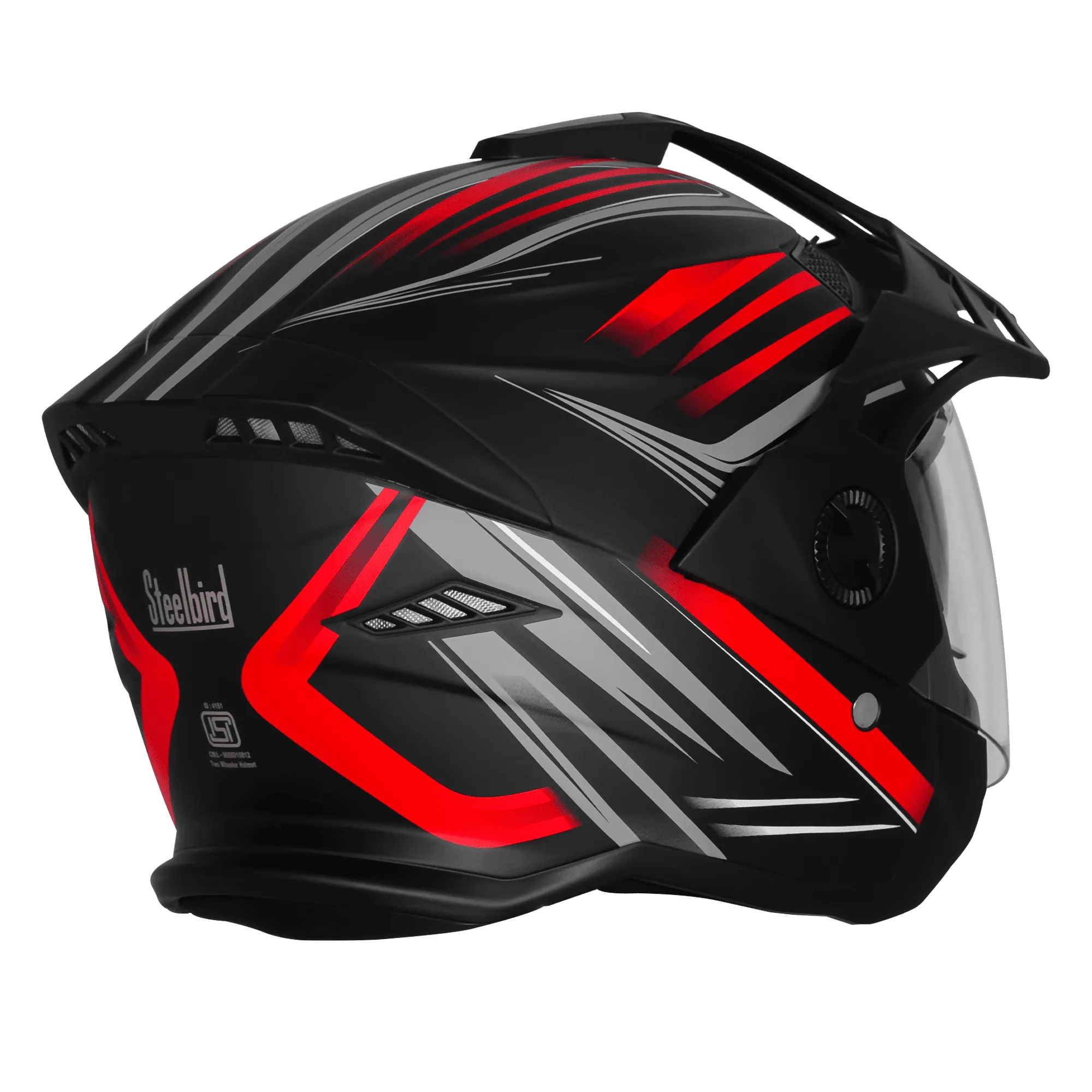 Steelbird Sbh 23 Ava Racer Black Red Half Face Helmet