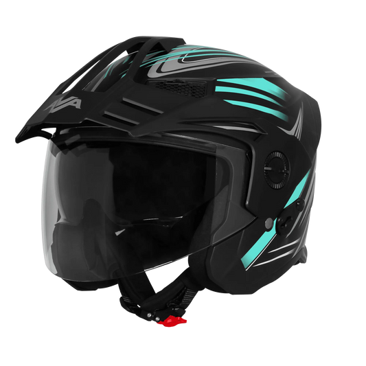 Steelbird Sbh 23 Ava Racer Cyan Green Half Face Helmet