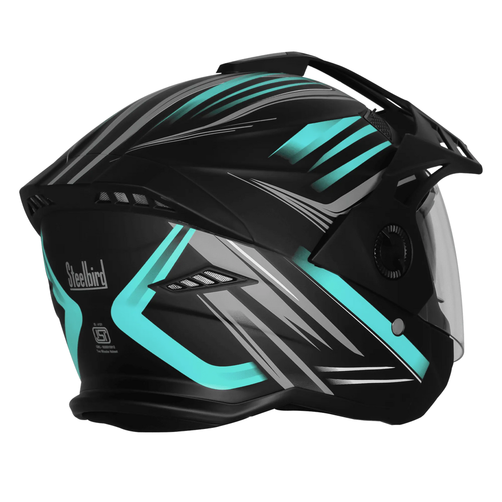 Steelbird Sbh 23 Ava Racer Cyan Green Half Face Helmet