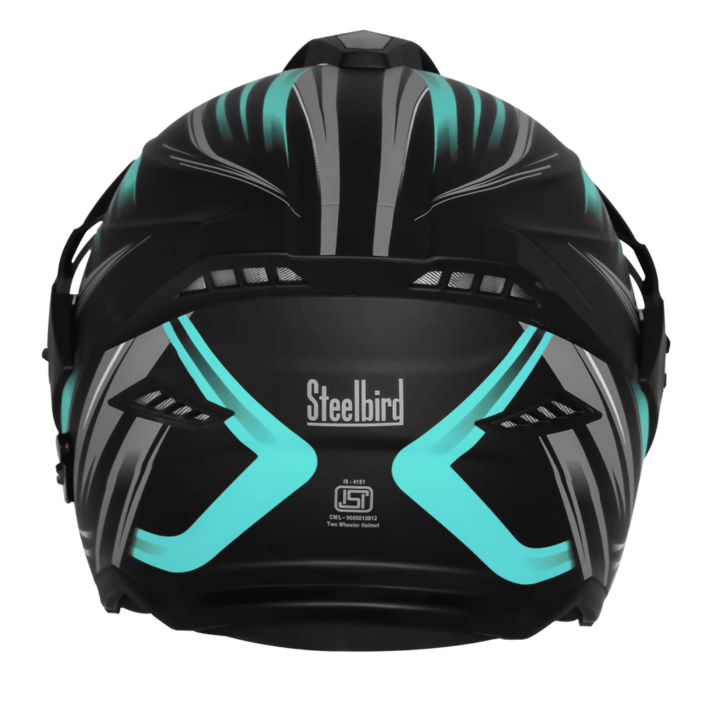Steelbird Sbh 23 Ava Racer Cyan Green Half Face Helmet
