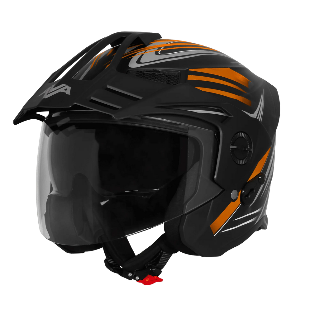 Steelbird Sbh 23 Ava Racer Black Orange Half Face Helmet
