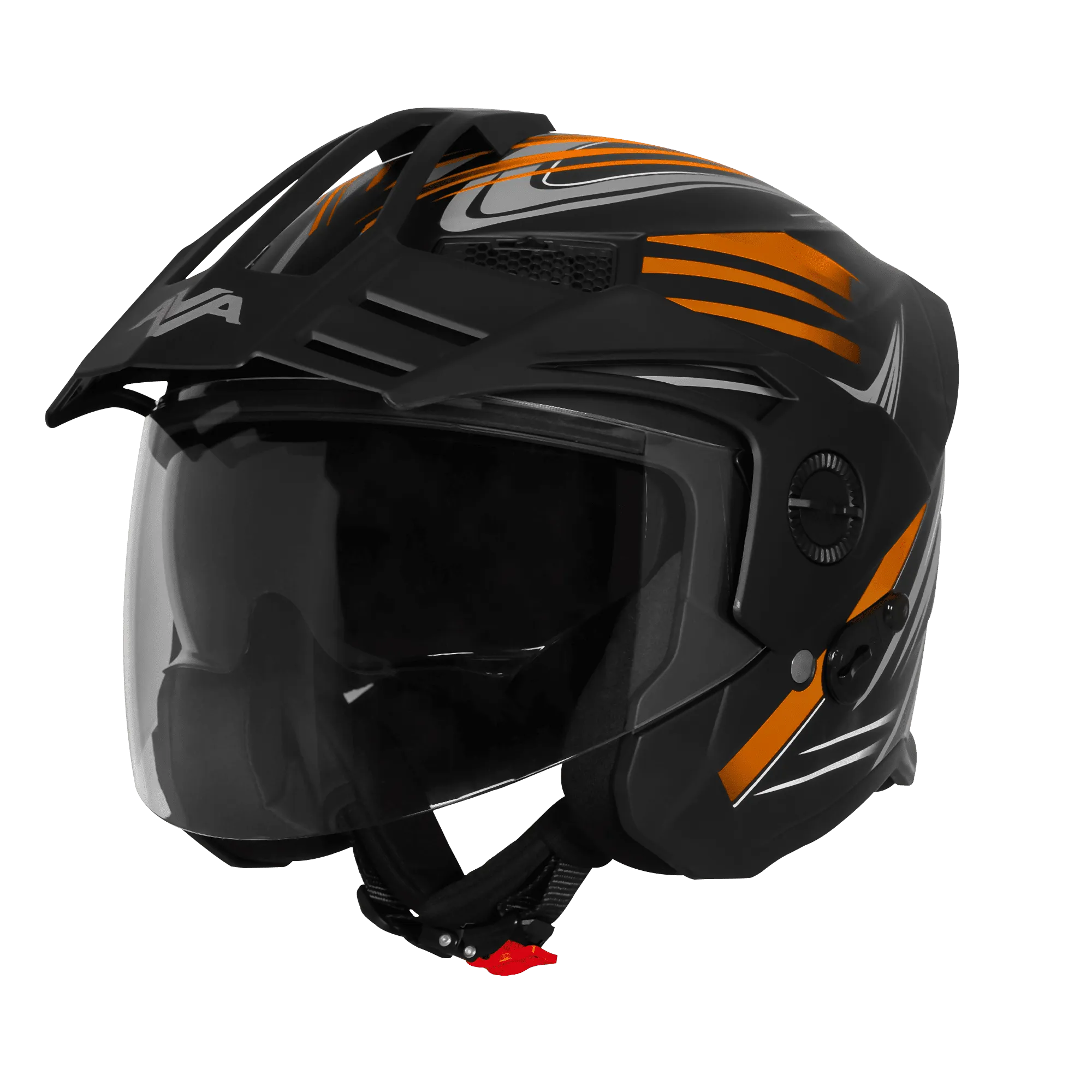 Steelbird Sbh 23 Ava Racer Black Orange Half Face Helmet