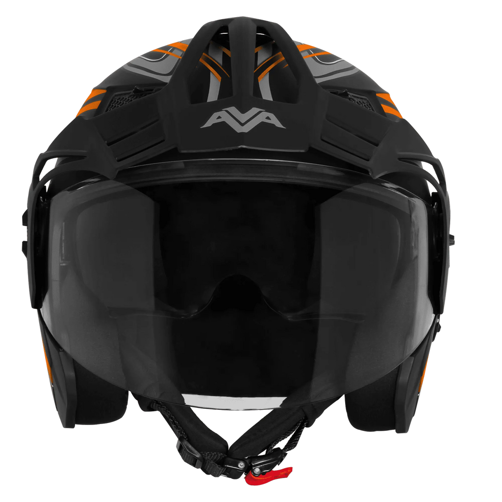 Steelbird Sbh 23 Ava Racer Black Orange Half Face Helmet