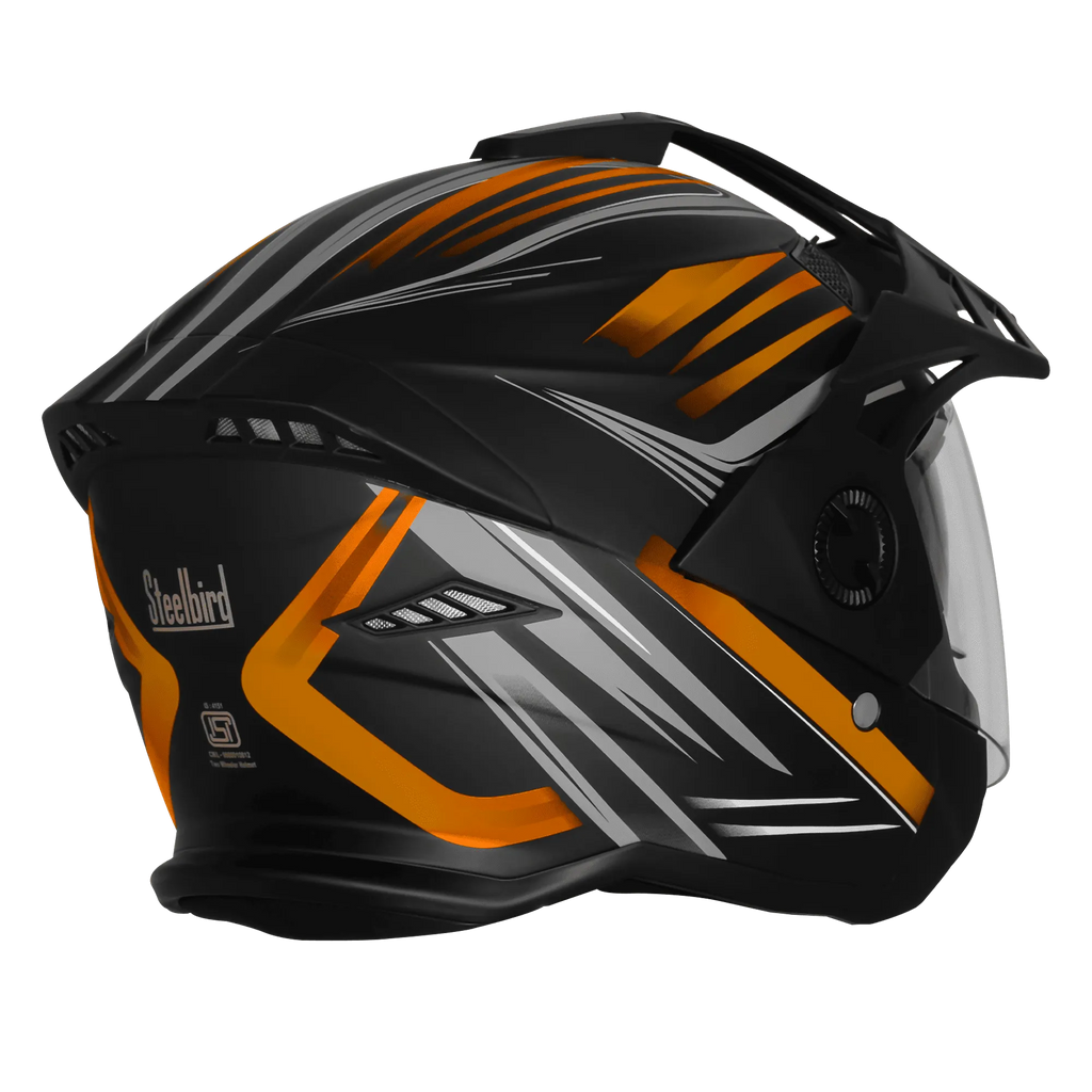 Steelbird Sbh 23 Ava Racer Black Orange Half Face Helmet