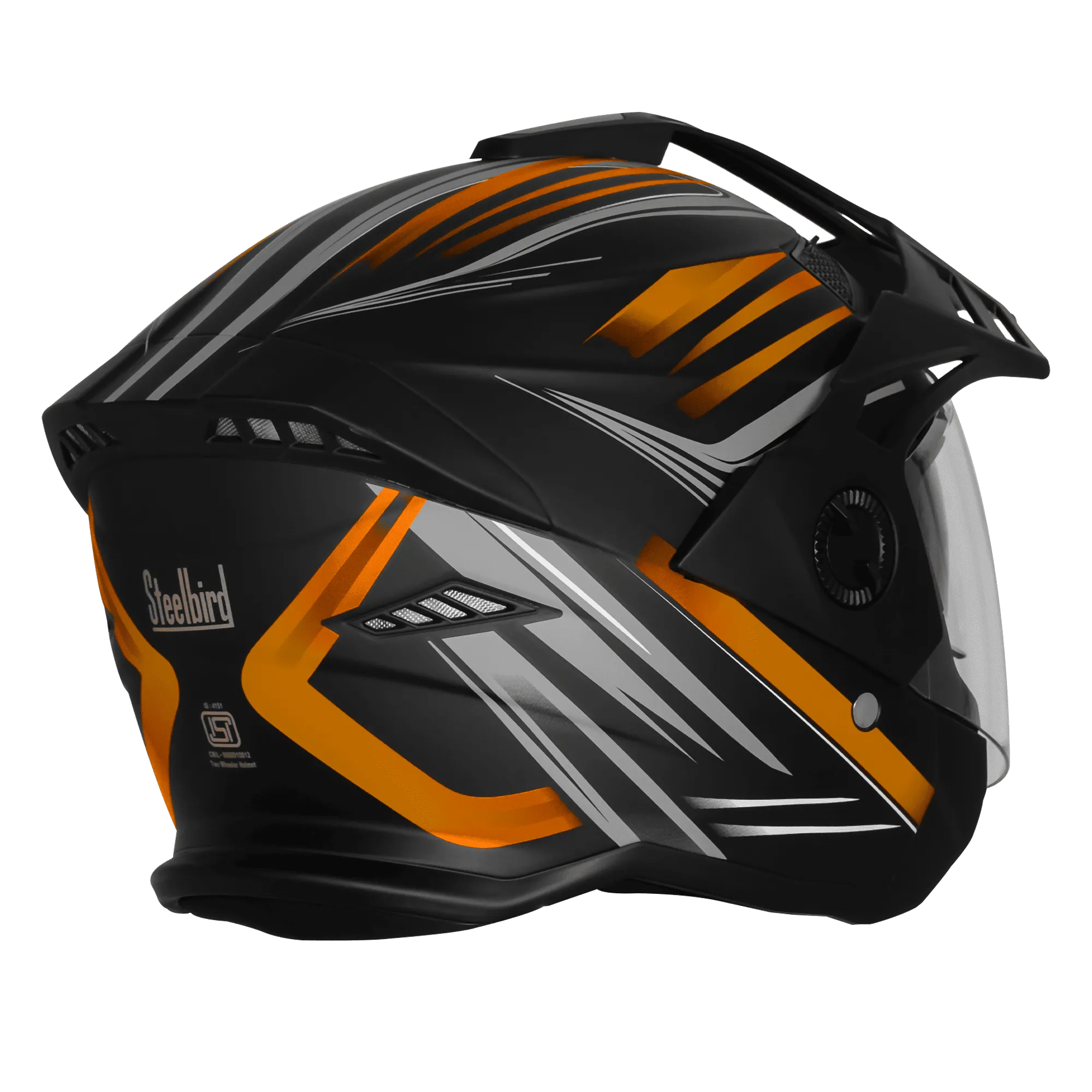 Steelbird Sbh 23 Ava Racer Black Orange Half Face Helmet