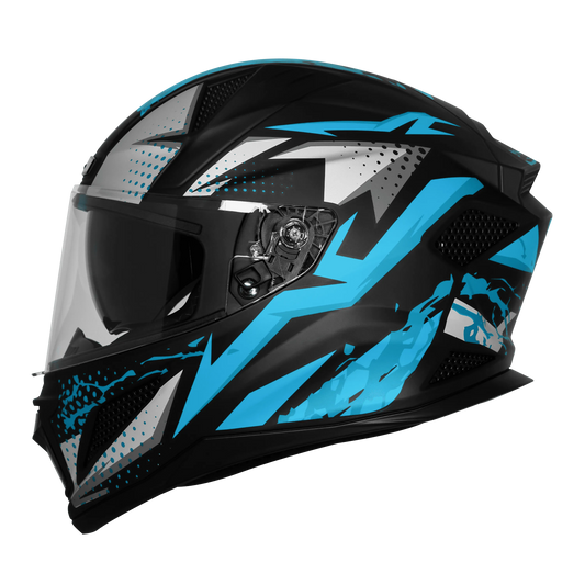 Steelbird Sbh 25 Albus Black Cyan Green Full Face Helmet