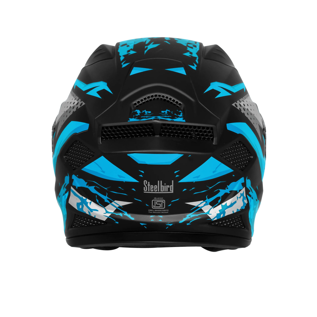 Steelbird Sbh 25 Albus Black Cyan Green Full Face Helmet