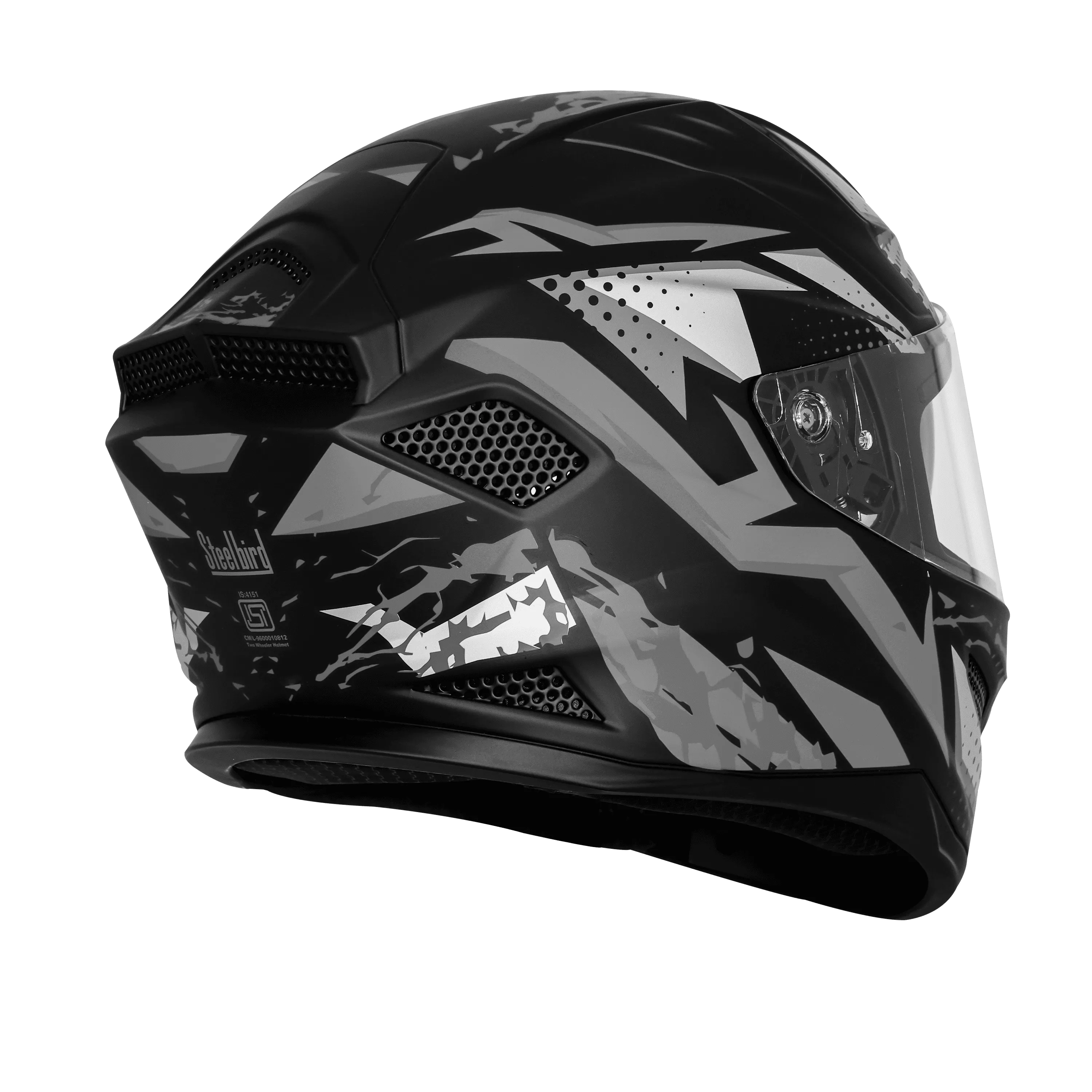 Steelbird Sbh 25 Albus Black Gray Full Face Helmet