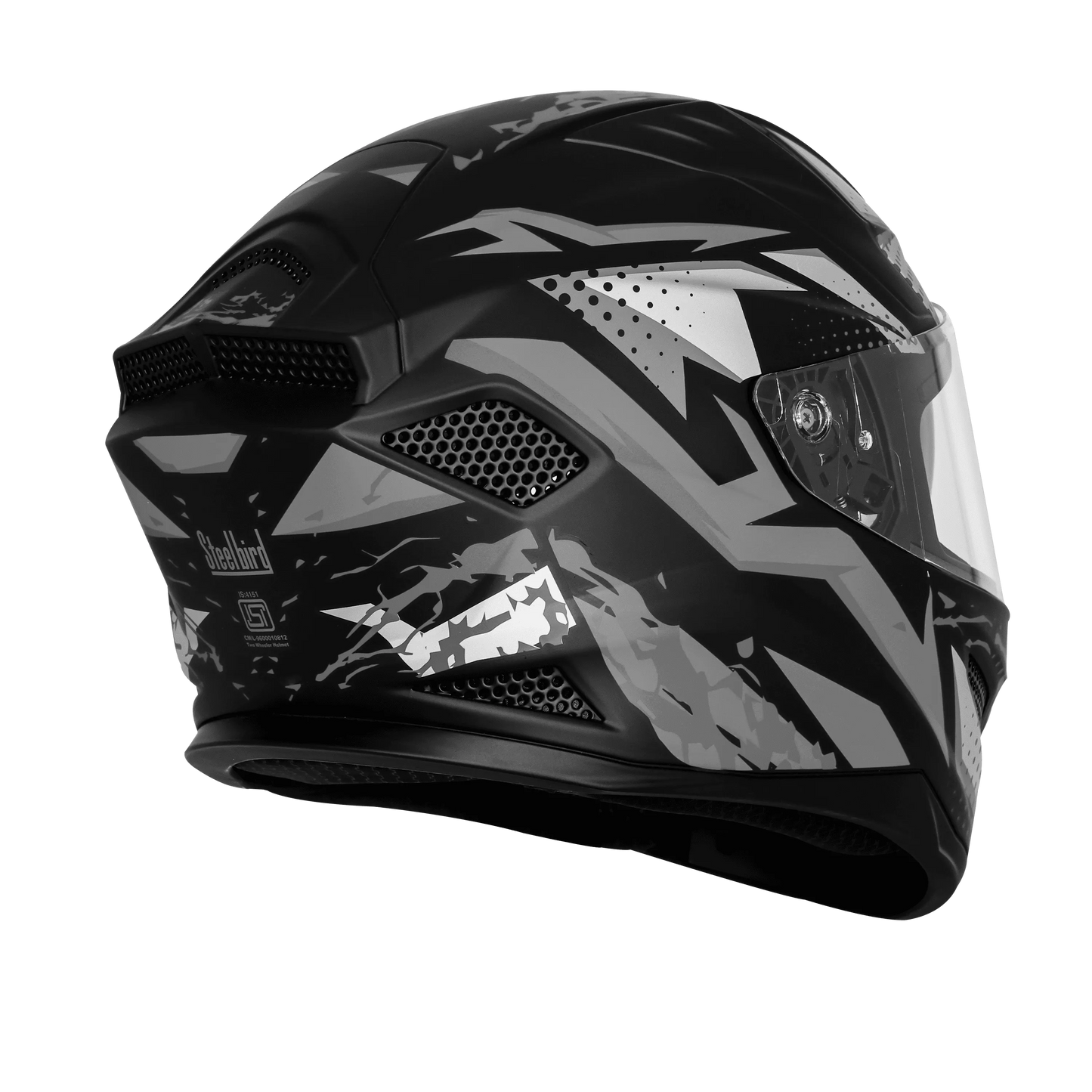 Steelbird Sbh 25 Albus Black Gray Full Face Helmet