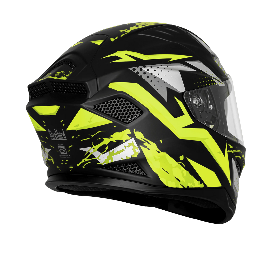 Steelbird Sbh 25 Albus Black Neon Full Face Helmet