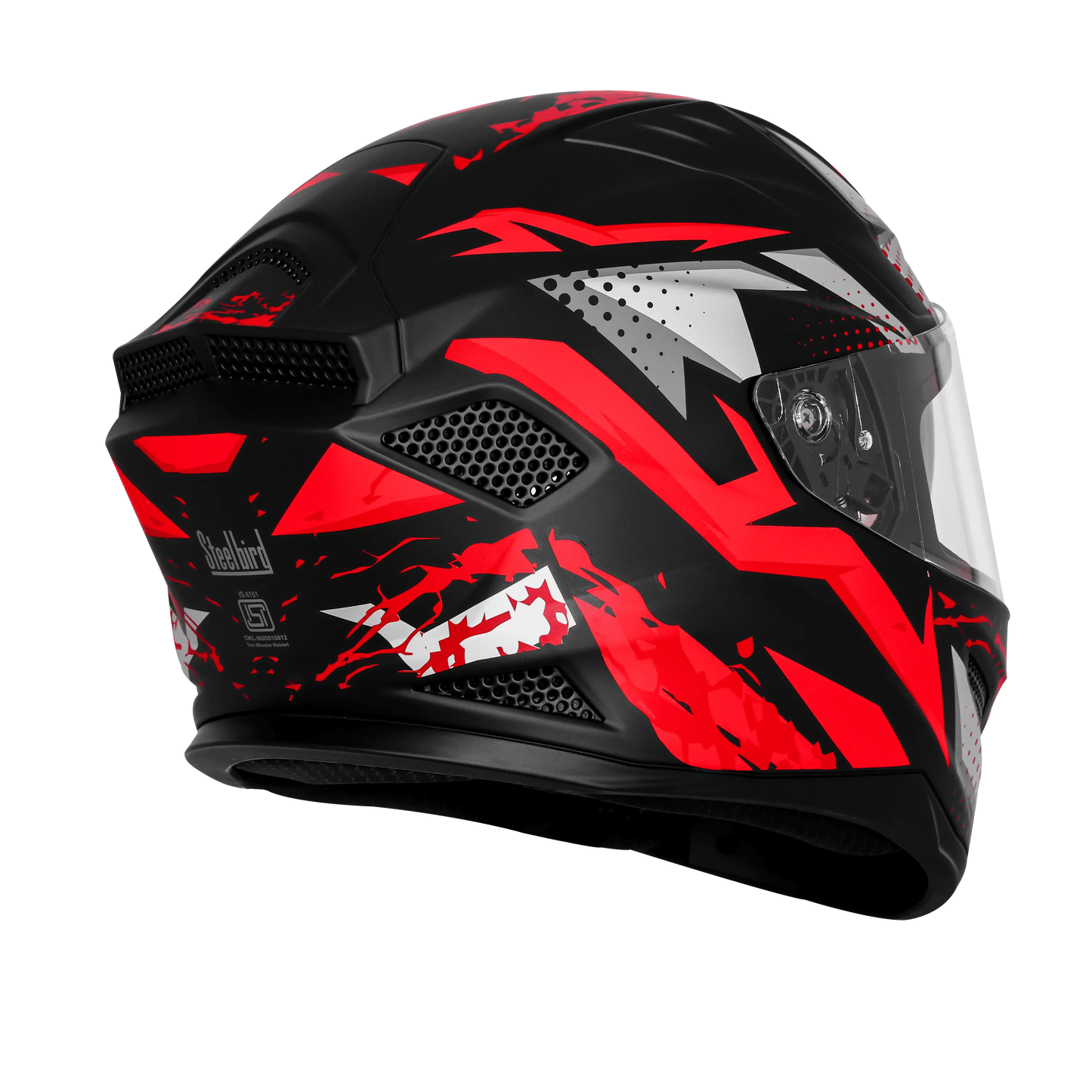 Steelbird Sbh 25 Albus Black Red Full Face Helmet
