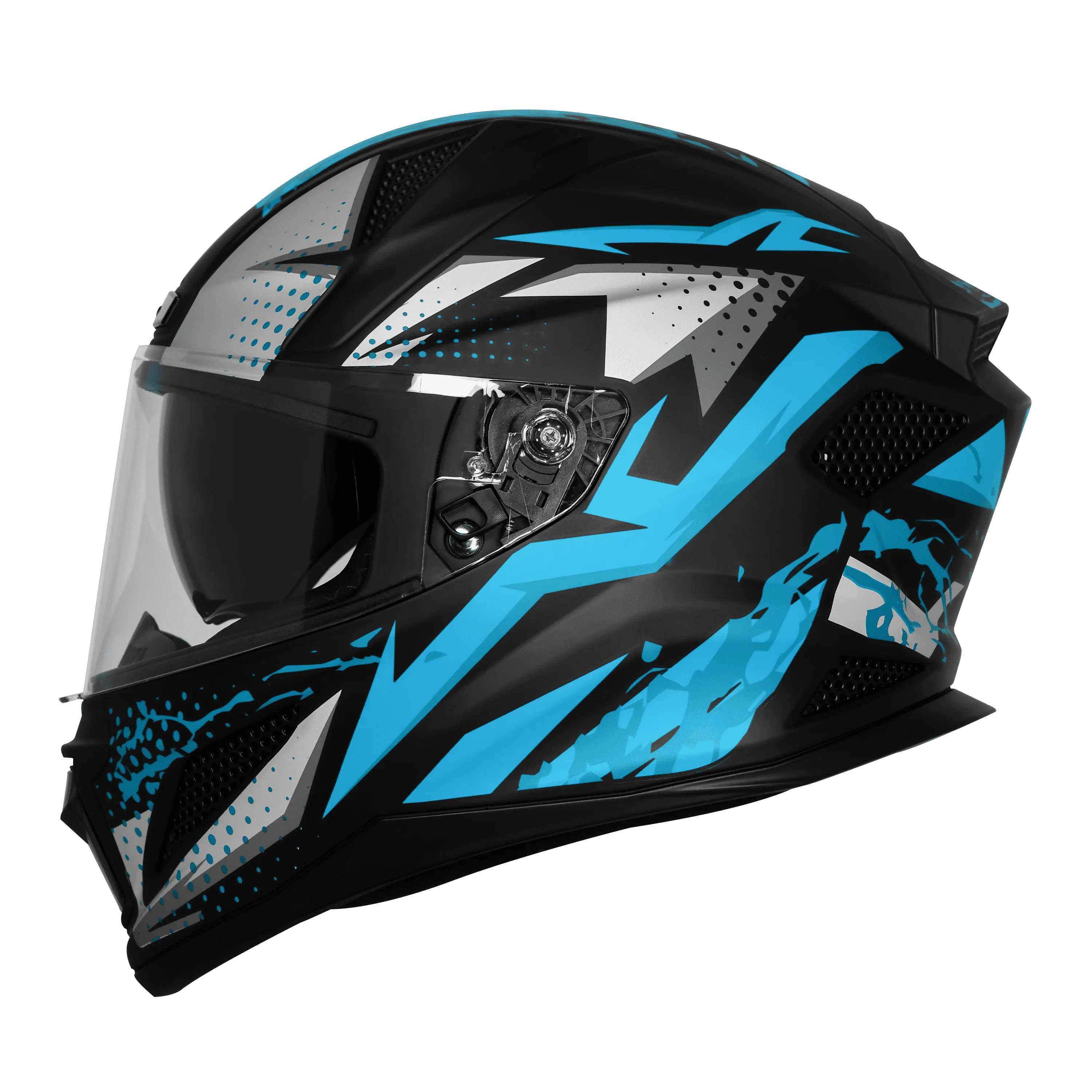 Steelbird Sbh 25 Albus Matt Black Cyan Green Full Face Helmet