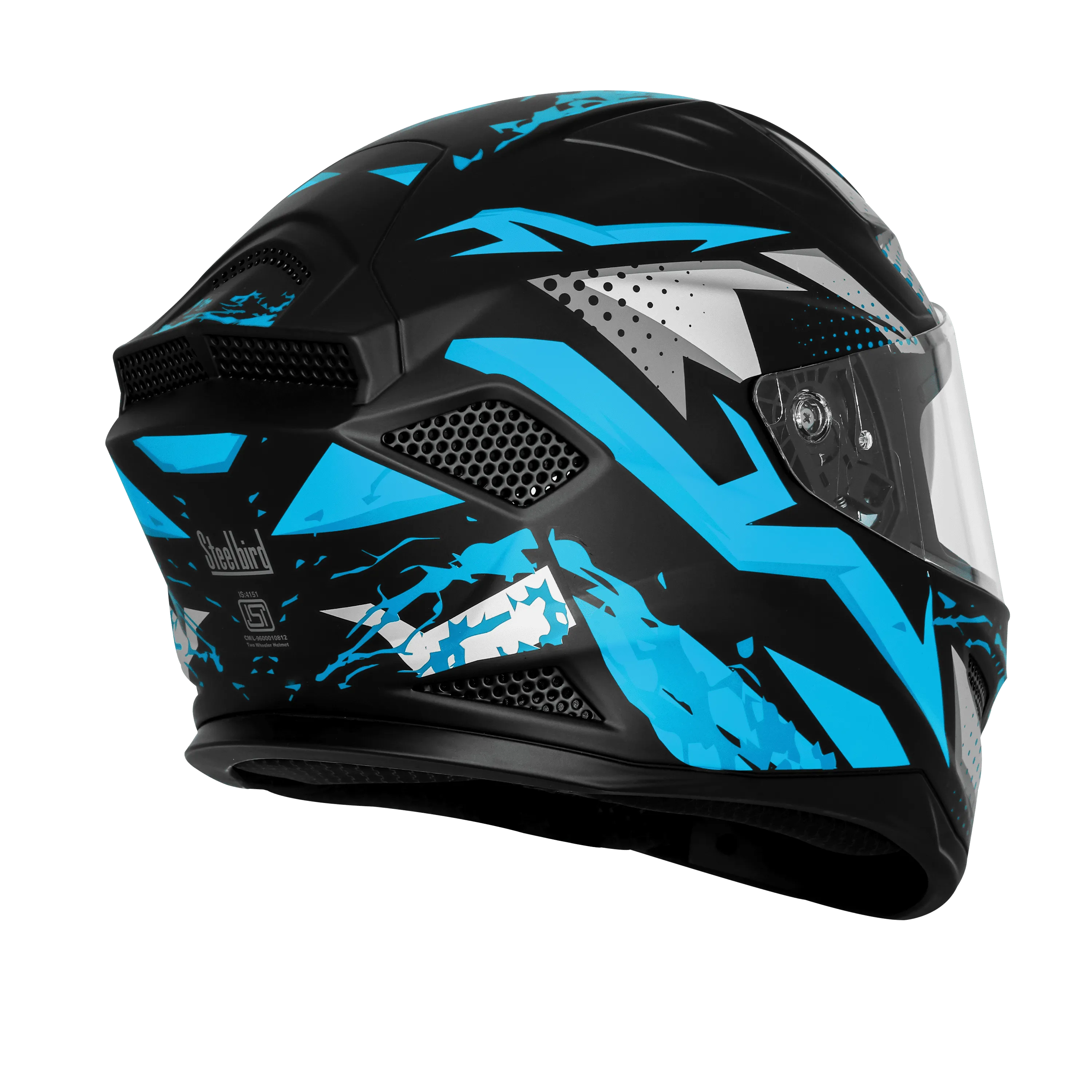 Steelbird Sbh 25 Albus Matt Black Cyan Green Full Face Helmet
