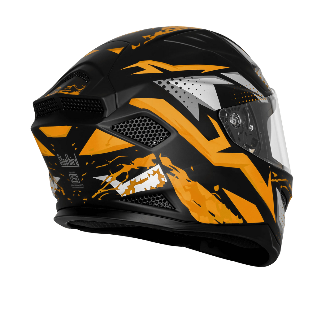 Steelbird Sbh 25 Albus Matt Black Orange Full Face Helmet