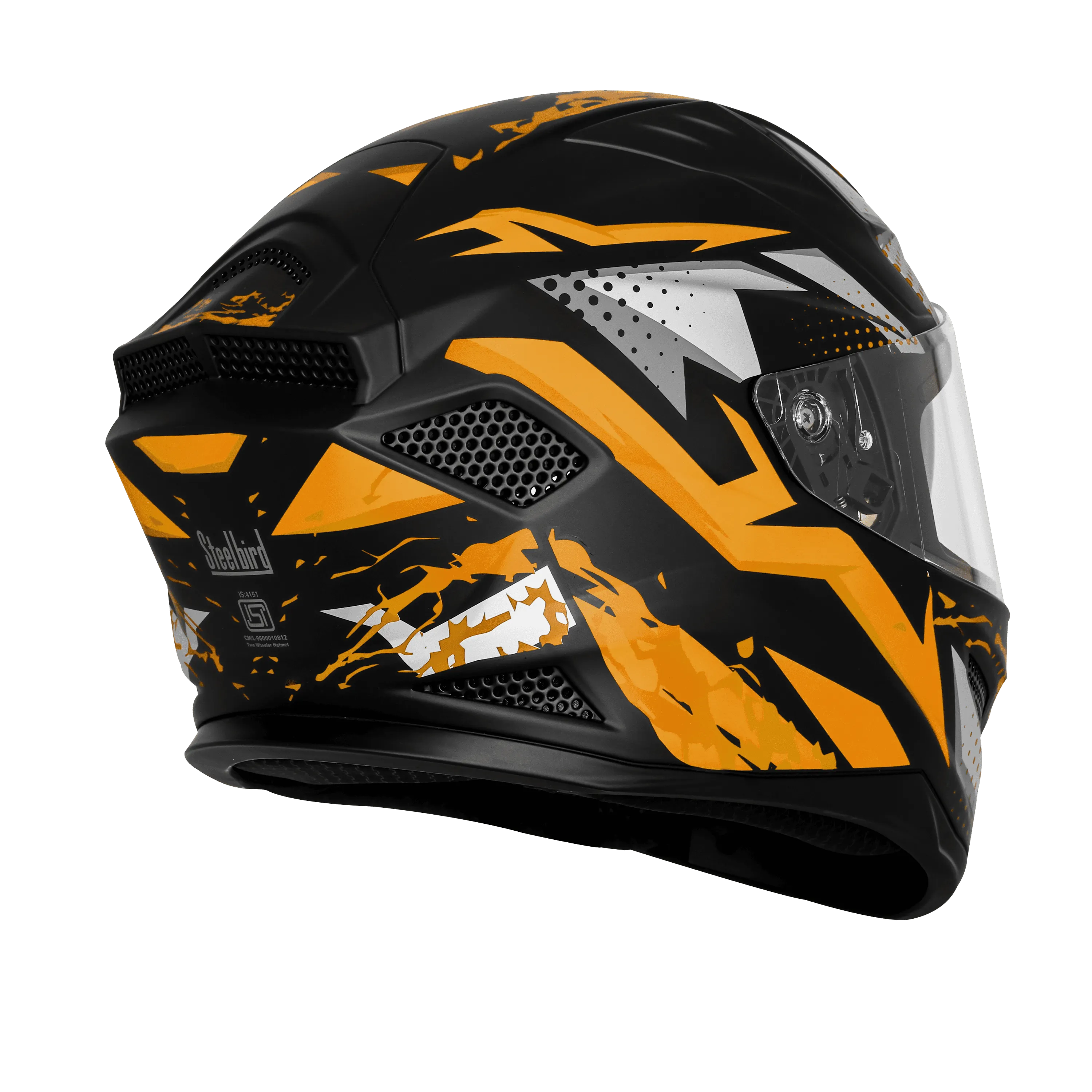 Steelbird Sbh 25 Albus Matt Black Orange Full Face Helmet