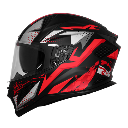 Steelbird Sbh 25 Albus Matt Black Red Full Face Helmet