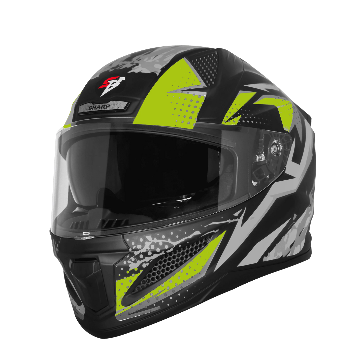 Steelbird Sbh 25 Sharp Albus Matt Black Grey Neon Full Face Helmet
