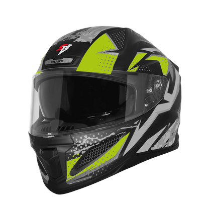 Steelbird Sbh 25 Sharp Albus Matt Black Grey Neon Full Face Helmet