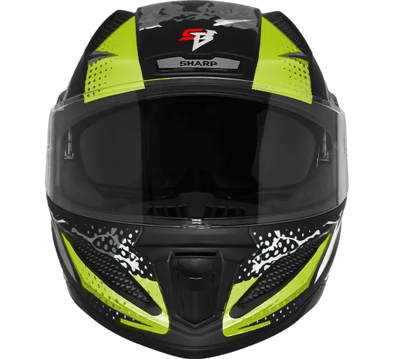 Steelbird Sbh 25 Sharp Albus Matt Black Grey Neon Full Face Helmet