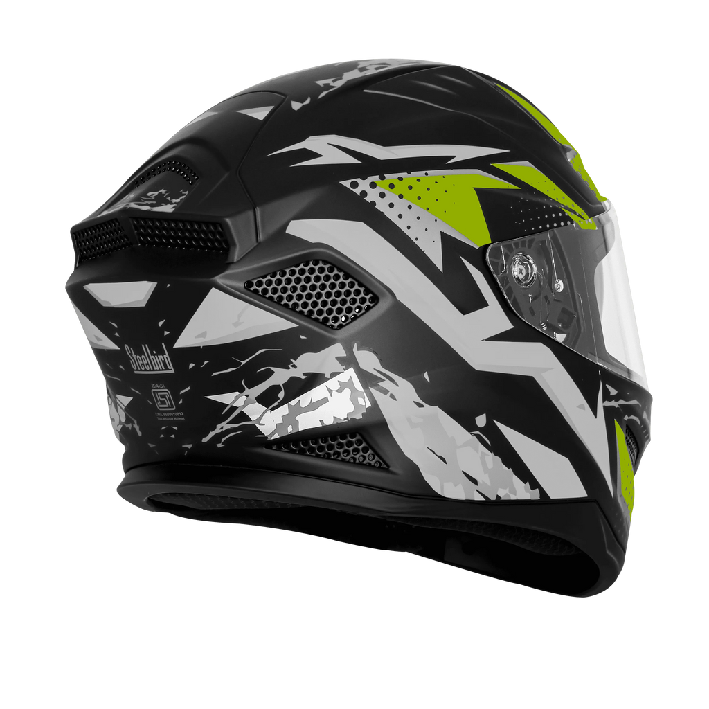 Steelbird Sbh 25 Sharp Albus Matt Black Grey Neon Full Face Helmet
