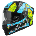 Steelbird Sbh 25 Sharp Ghost Black Jazz Blue Full Face Helmet