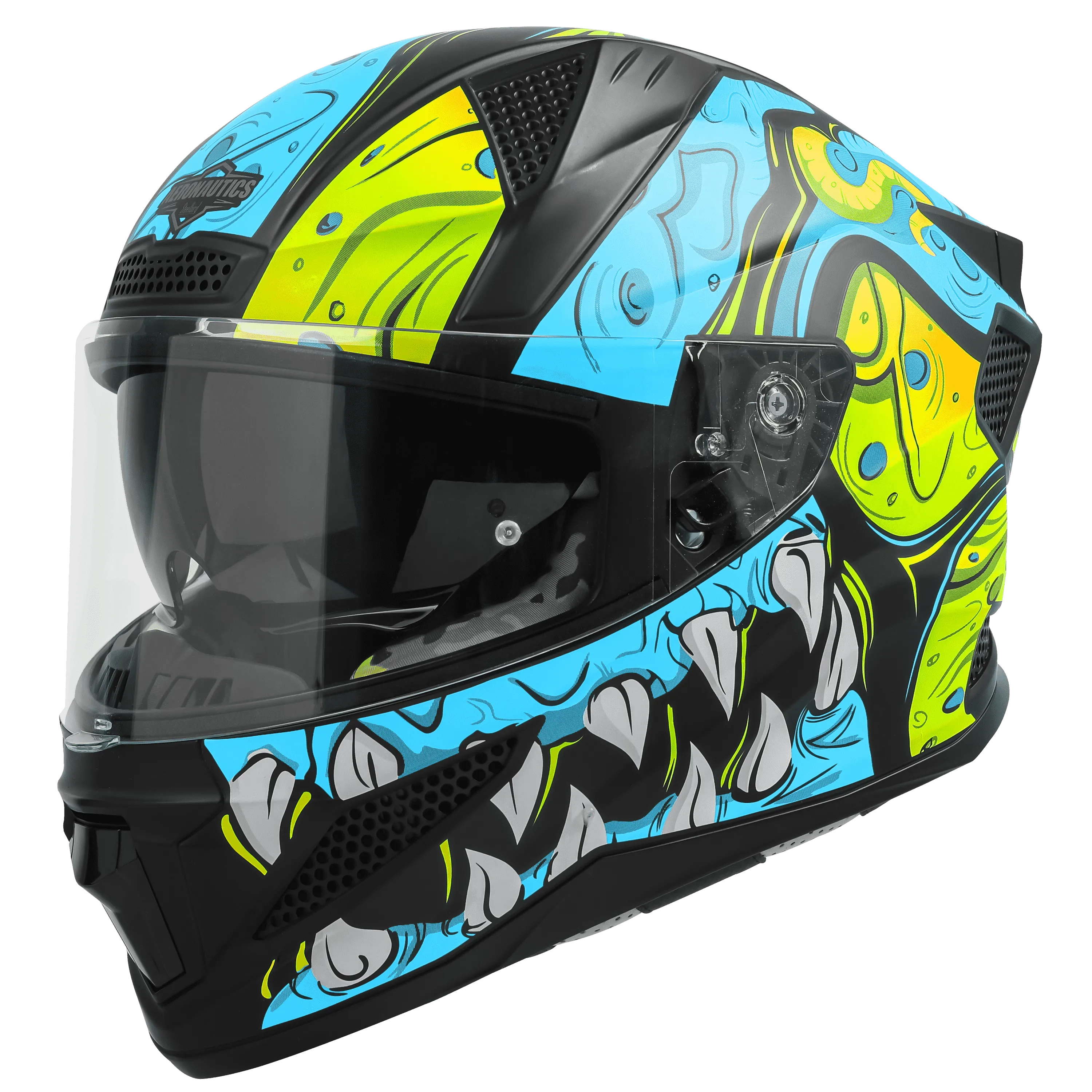 Steelbird Sbh 25 Sharp Ghost Black Jazz Blue Full Face Helmet
