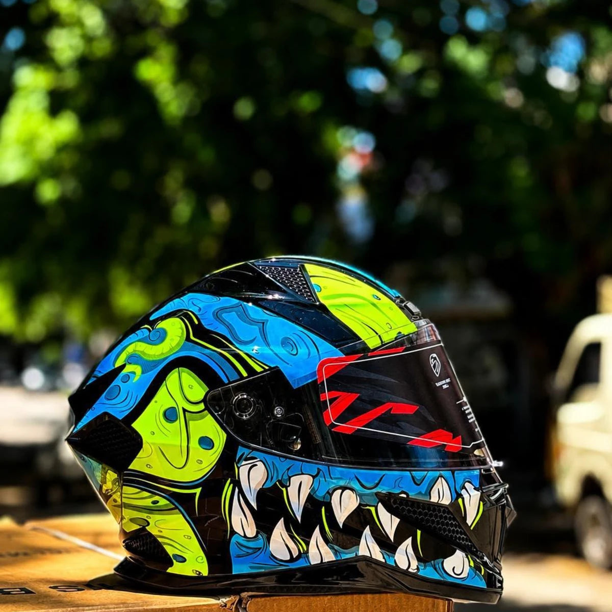 Steelbird Sbh 25 Sharp Ghost Black Jazz Blue Full Face Helmet