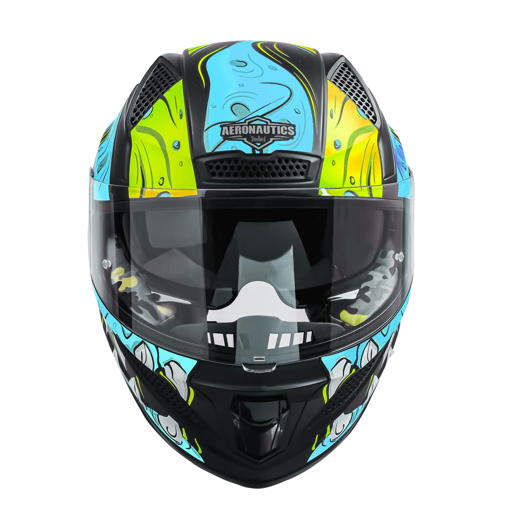 Steelbird Sbh 25 Sharp Ghost Black Jazz Blue Full Face Helmet