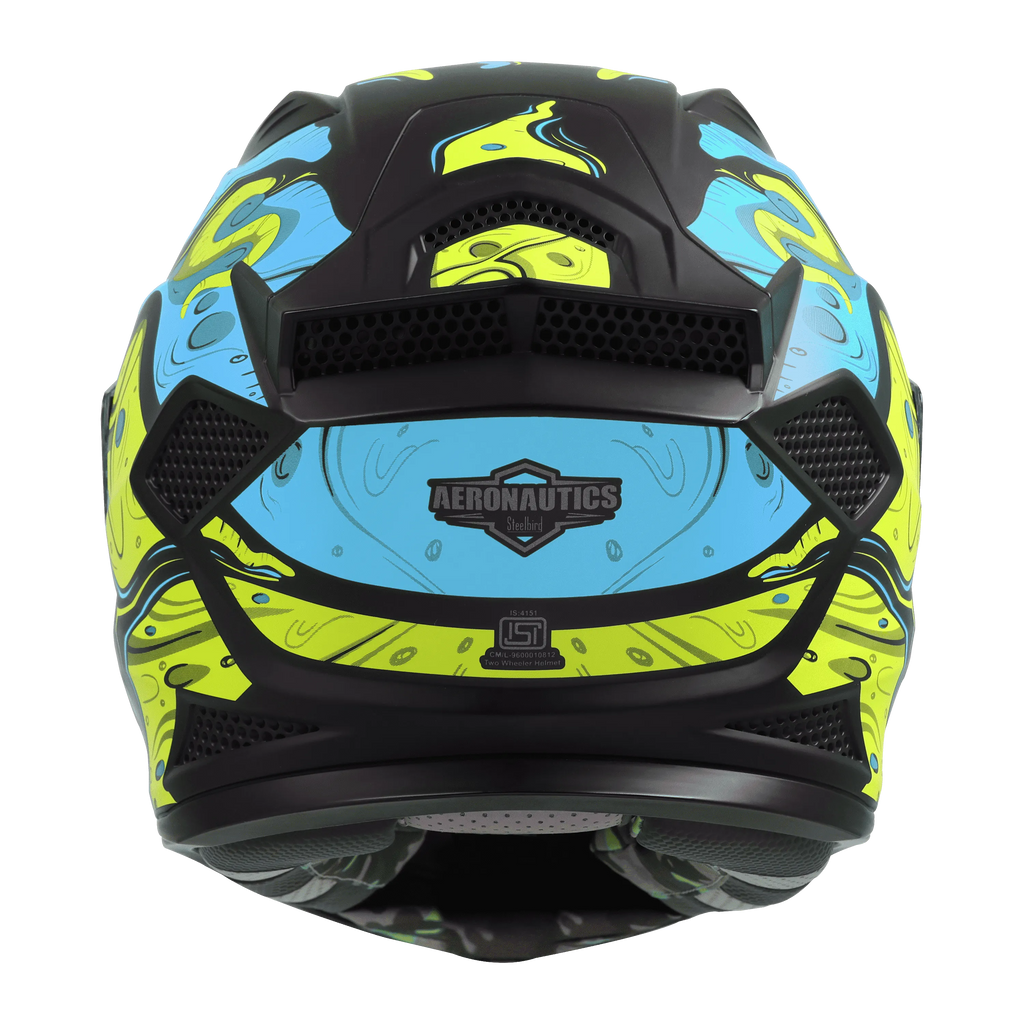 Steelbird Sbh 25 Sharp Ghost Black Jazz Blue Full Face Helmet