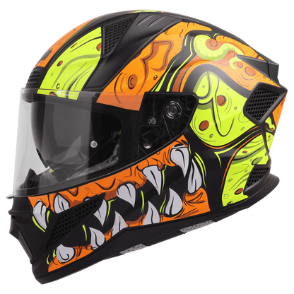Steelbird Sbh 25 Sharp Ghost Black Orange Full Face Helmet