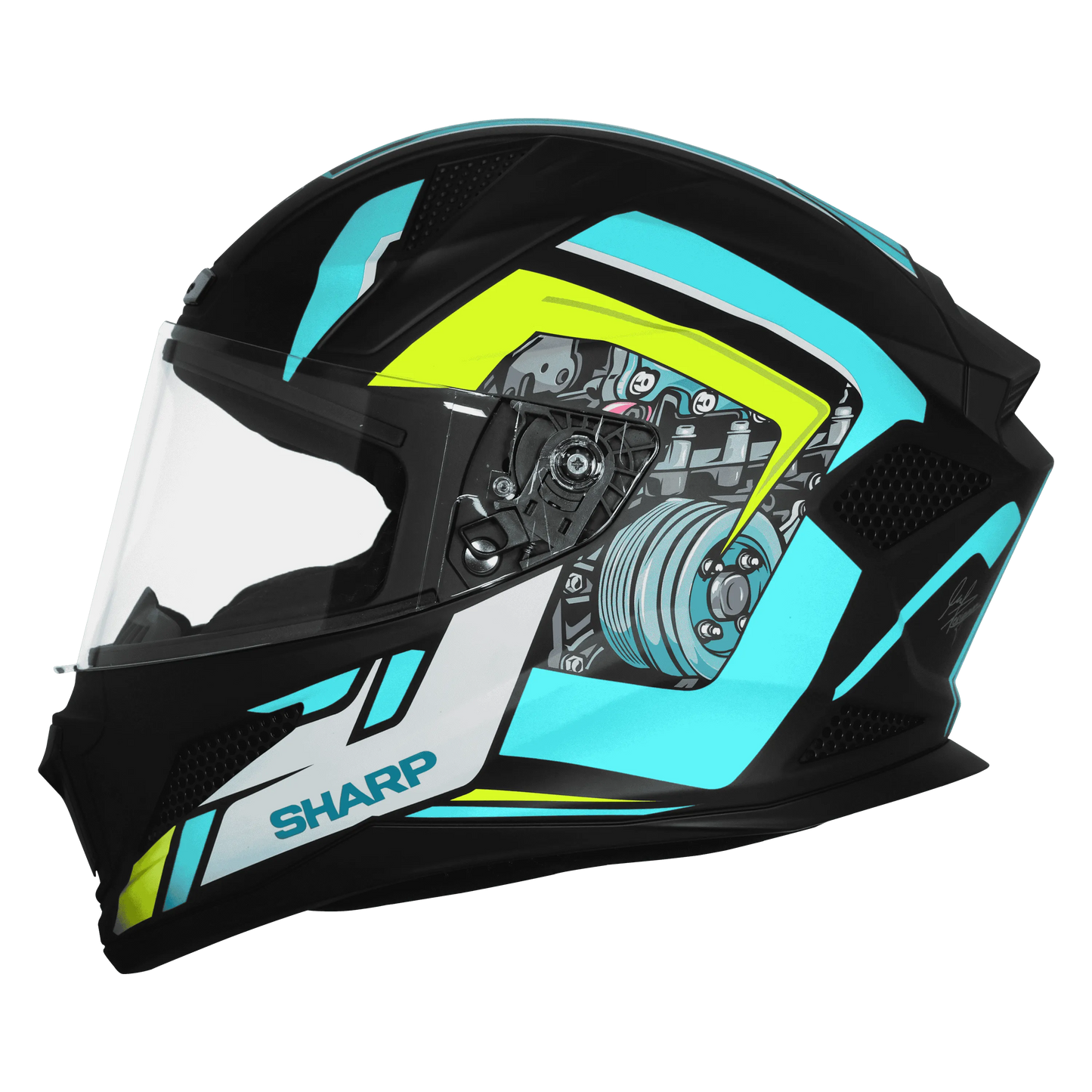 STEELBIRD Sbh 25 Sharp Spiky Black Jazz Blue Full Face Helmet