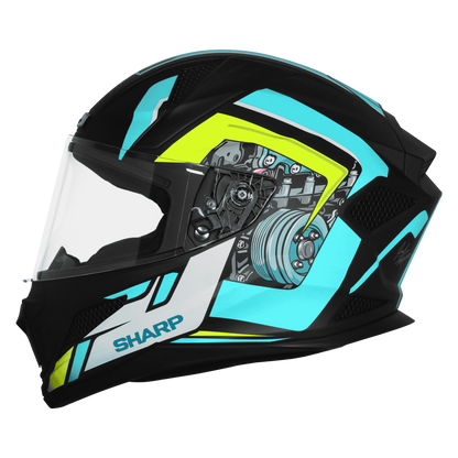 STEELBIRD Sbh 25 Sharp Spiky Black Jazz Blue Full Face Helmet