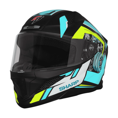 STEELBIRD Sbh 25 Sharp Glsy Black Jazz Blue Full Face Helmet