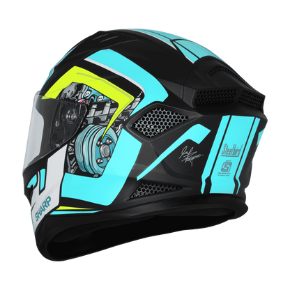 STEELBIRD Sbh 25 Sharp Glsy Black Jazz Blue Full Face Helmet