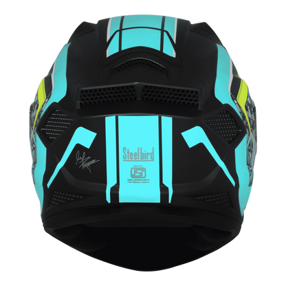 STEELBIRD Sbh 25 Sharp Glsy Black Jazz Blue Full Face Helmet