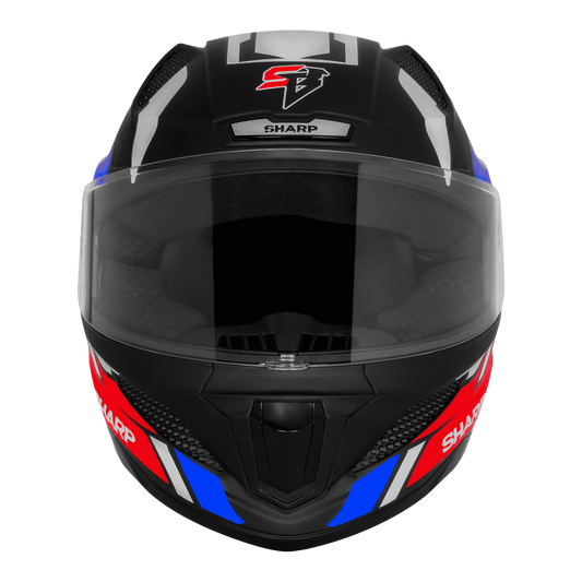 STEELBIRD Sbh 25 Sharp Glsy Black White Blue Full Face Helmet