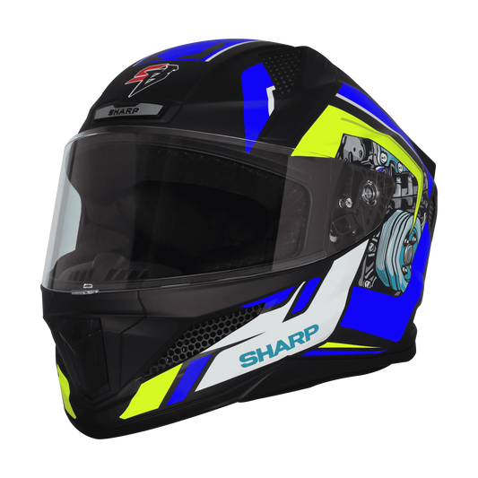 Steelbird Sbh 25 Sharp Spiky Black Blue Full Face Helmet