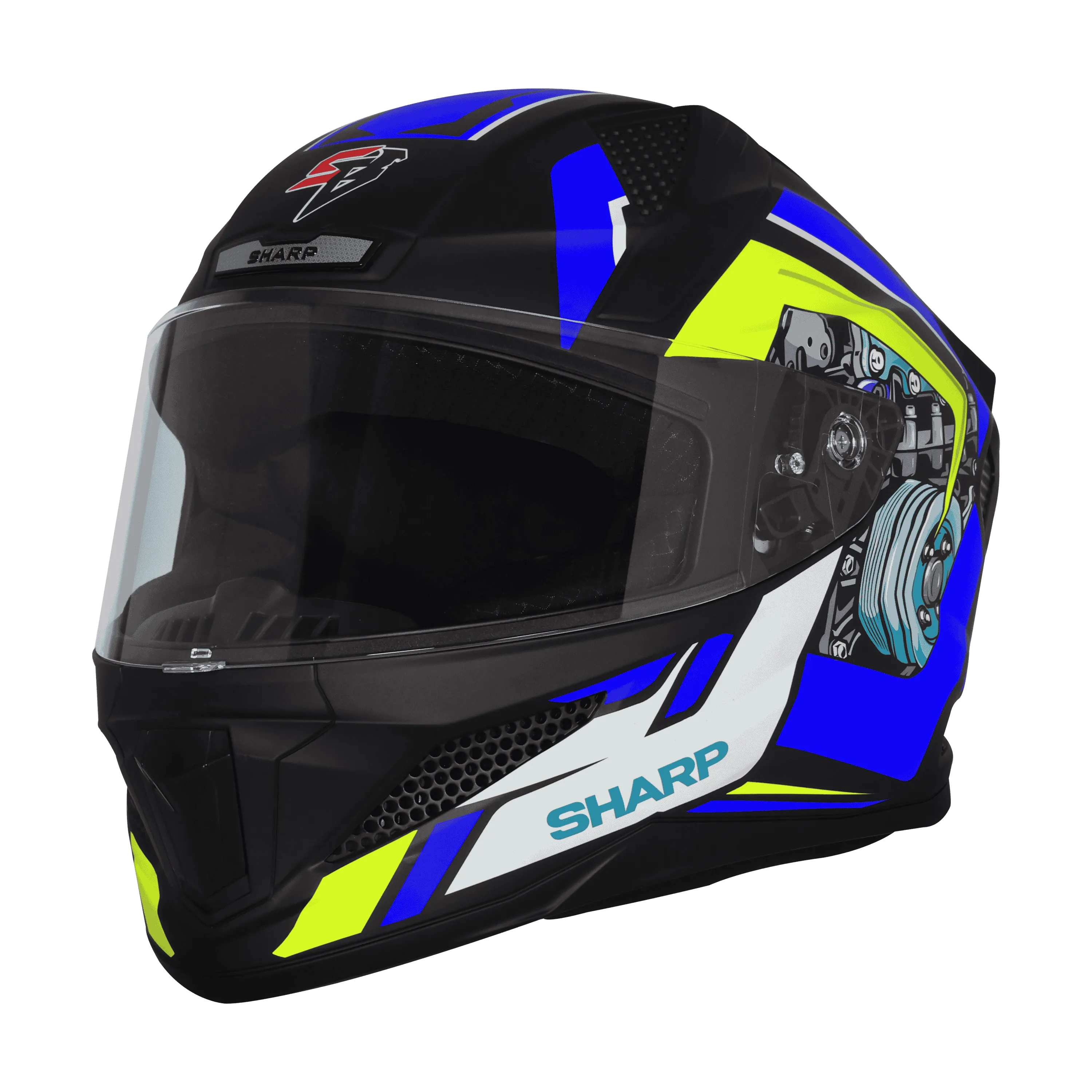 Steelbird Sbh 25 Sharp Spiky Black Blue Full Face Helmet – Sparkly Helmets