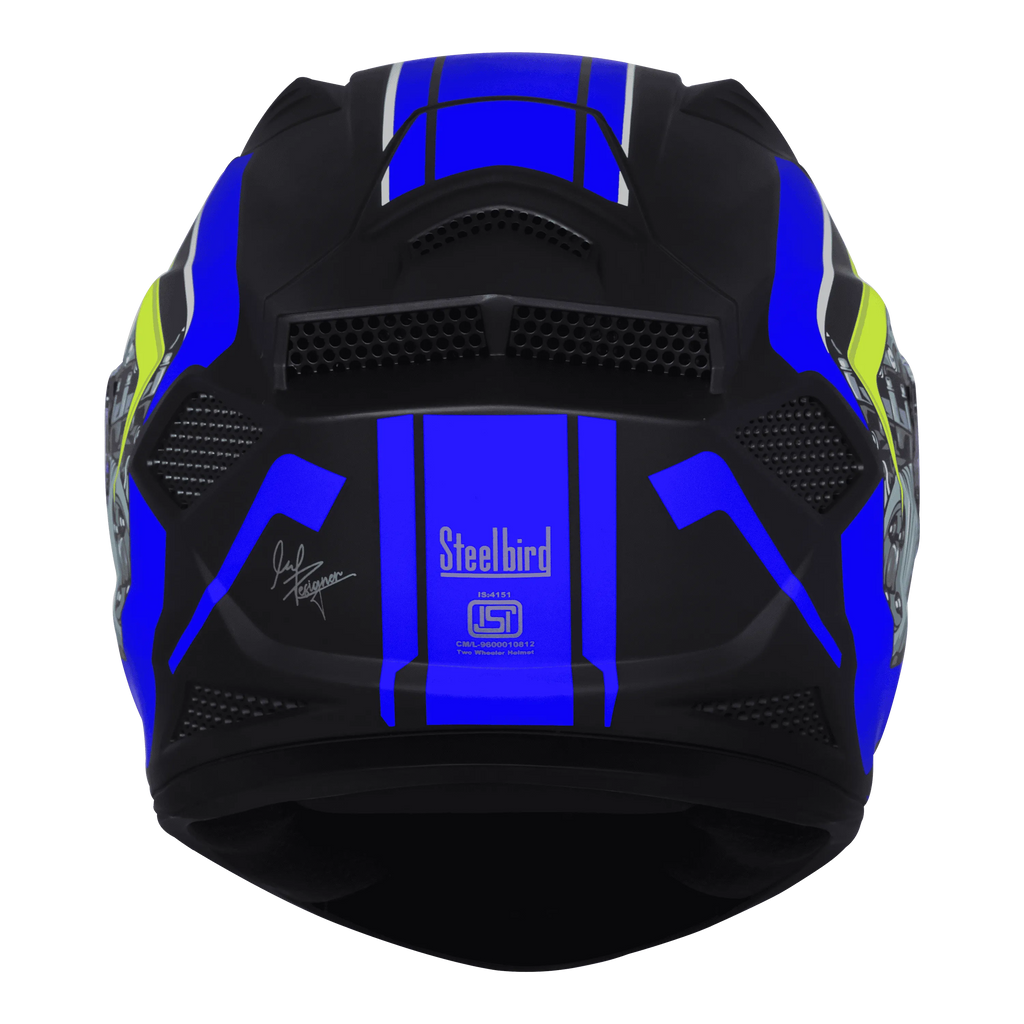 Steelbird Sbh 25 Sharp Spiky Black Blue Full Face Helmet