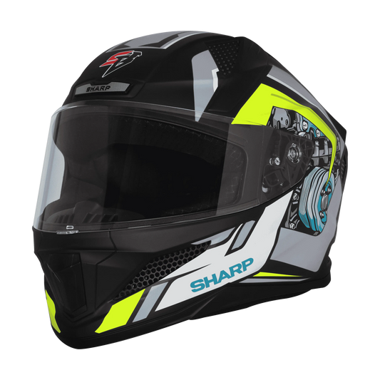 STEELBIRD Sbh 25 Sharp Spiky Black Grey Full Face Helmet