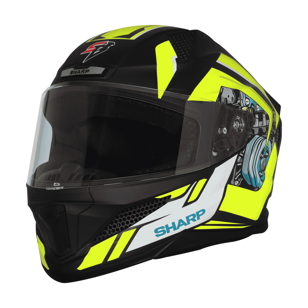 STEELBIRD Sbh 25 Sharp Spiky Black Neon Full Face Helmet