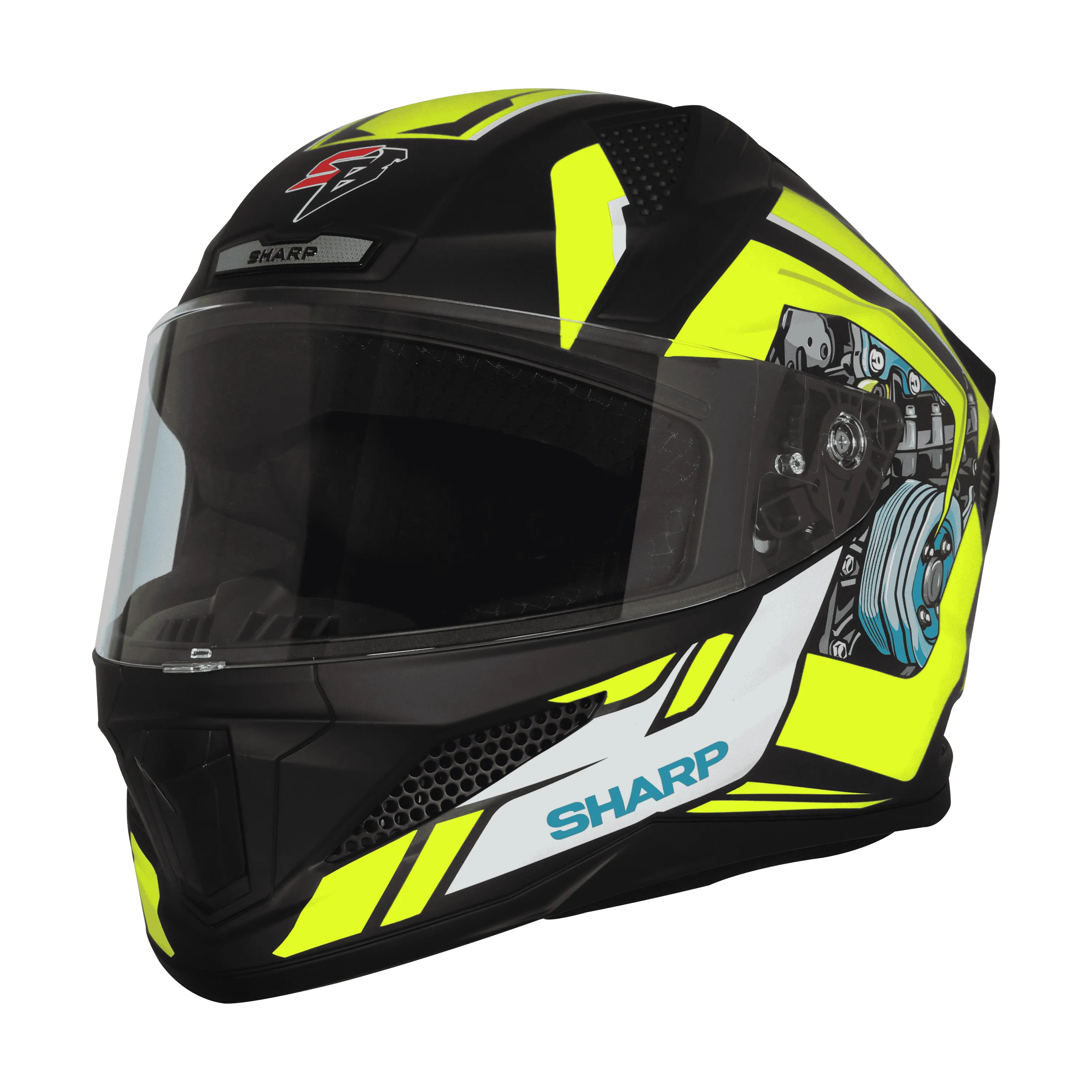 STEELBIRD Sbh 25 Sharp Spiky Black Neon Full Face Helmet