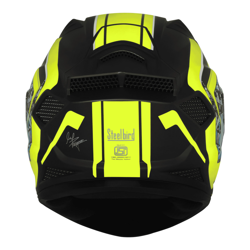 STEELBIRD Sbh 25 Sharp Spiky Black Neon Full Face Helmet