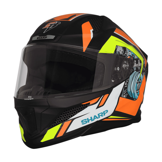 STEELBIRD Sbh 25 Sharp Spiky Black Orange Full Face Helmet